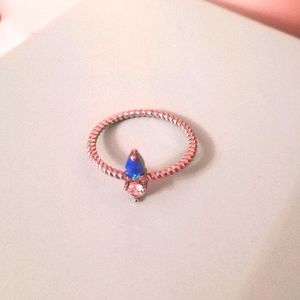 Opal and Sterling Silver Ring. Size 6.